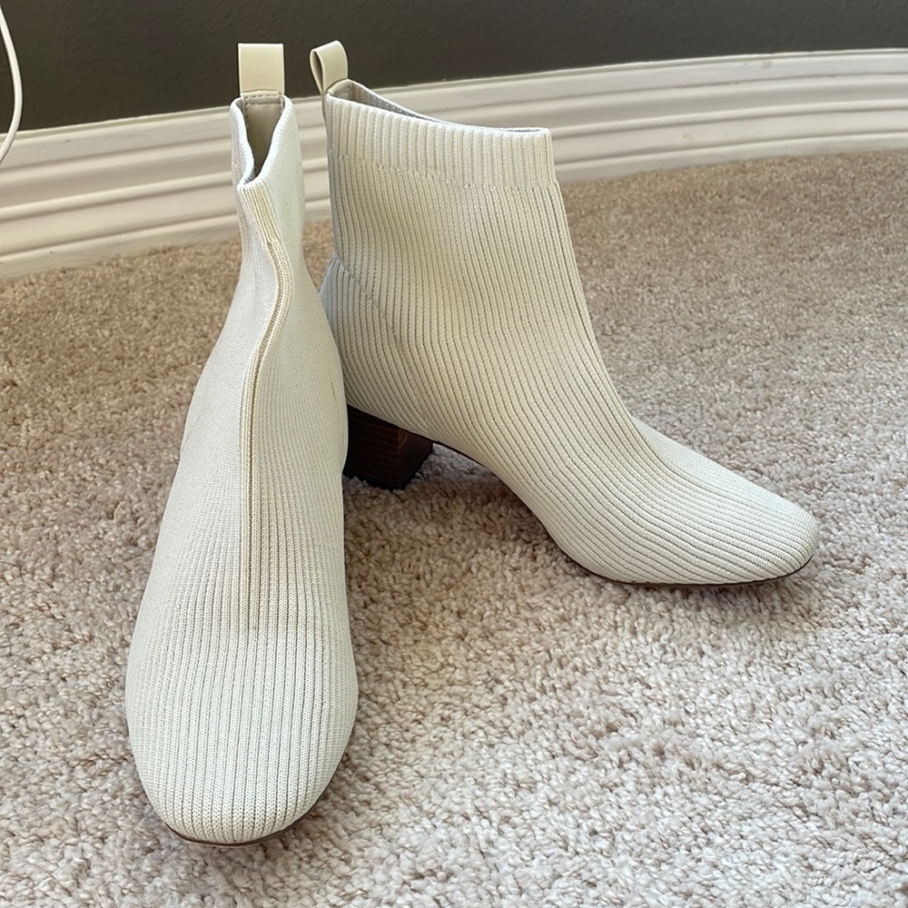 Cream colored sock booties